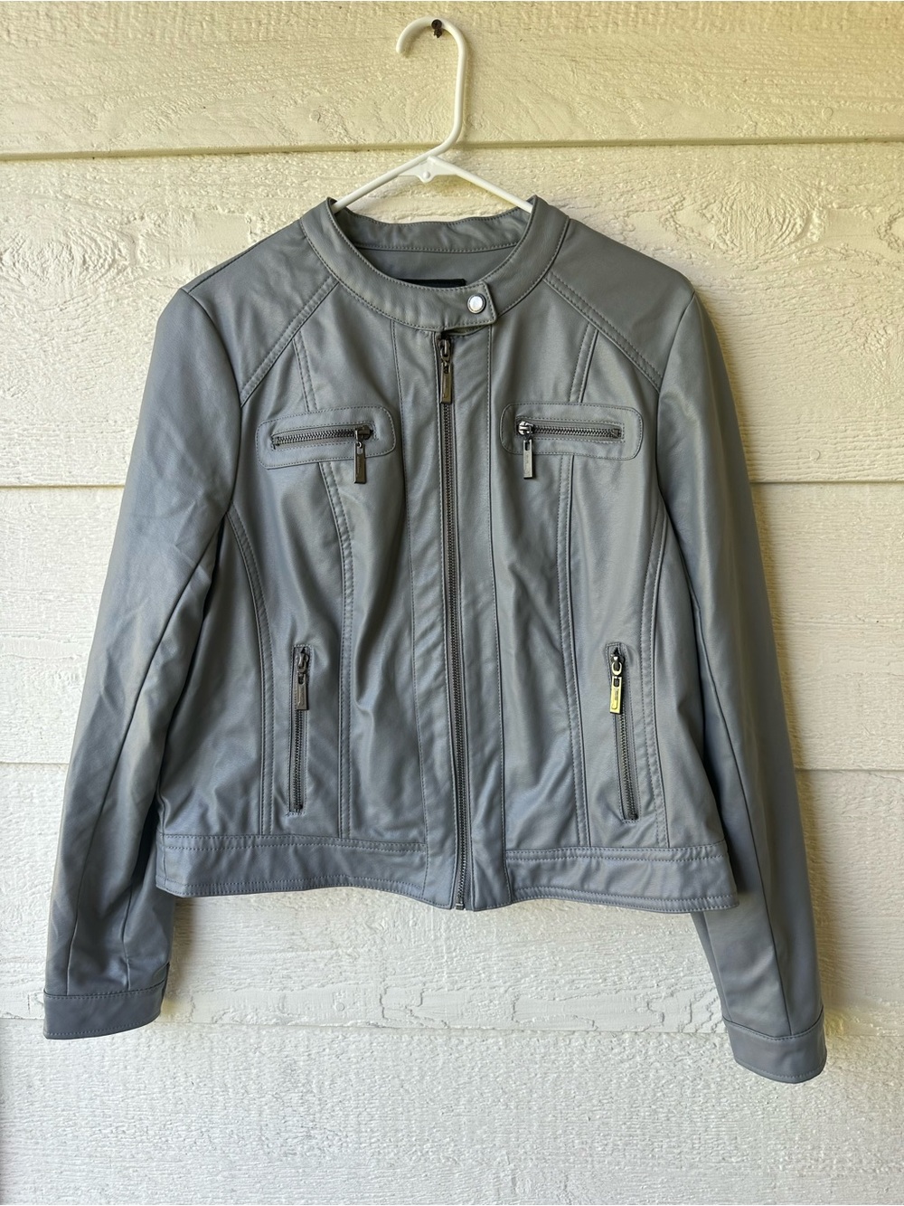 Gray faux leather jacket
